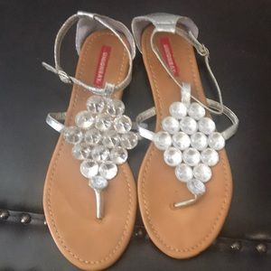 Silver bubble jeweled sandals